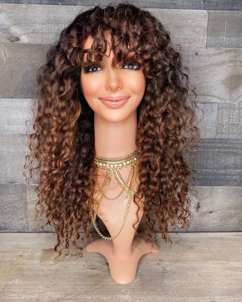 Indian curly bang unit with color